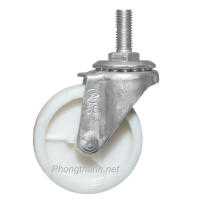 Bánh Xe Đẩy Cọc Vít Trắng R65P10 Không Khóa.