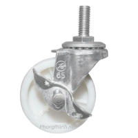 Bánh Xe Đẩy Cọc Vít Trắng R65P11 Có Khóa.