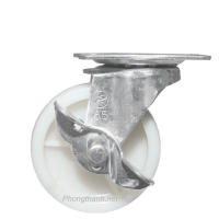 Bánh Xe Đẩy Nhựa Trắng R65P21 Có Khóa.